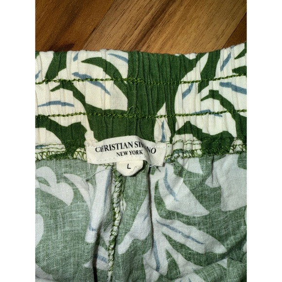 Christian Siriano New York‎ Green Floral Print Linen Blend Pants L summer vacay - Picture 3 of 5